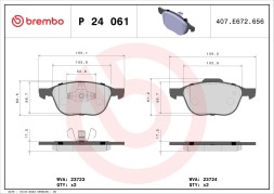 P24061 BREMBO Комплект гальмівних колодок з 4 шт дисків