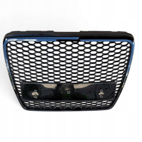 Китай Audi A6 C6 Plaster Miodu Grill Atrapa Zderzaka Решітка радіатора Audi A6 C6 2004-2008 "Стільники" Чорний Глянець RS Накладка на бампер