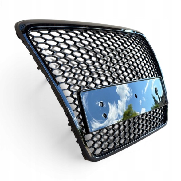 Китай Audi A6 C6 Plaster Miodu Grill Atrapa Zderzaka Решітка радіатора Audi A6 C6 2004-2008 "Стільники" Чорний Глянець RS Накладка на бампер