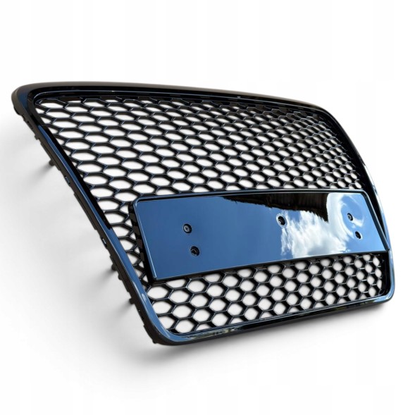 Китай Audi A6 C6 Plaster Miodu Grill Atrapa Zderzaka Решітка радіатора Audi A6 C6 2004-2008 "Стільники" Чорний Глянець RS Накладка на бампер