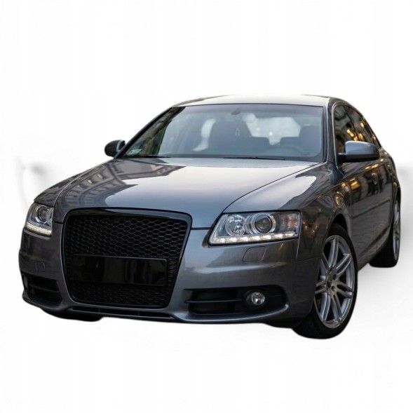 Китай Audi A6 C6 Plaster Miodu Grill Atrapa Zderzaka Решітка радіатора Audi A6 C6 2004-2008 "Стільники" Чорний Глянець RS Накладка на бампер