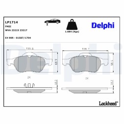 LP1714 DELPHI Комплект гальмівних колодок з 4 шт дисків