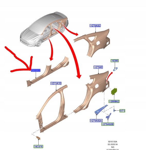 Ford OE 2469359 ПЛИТА- ПОРІГ НАДІВАЄ ЛІВУ СТОРОНУ FORD MONDEO MK5 2014-2022
