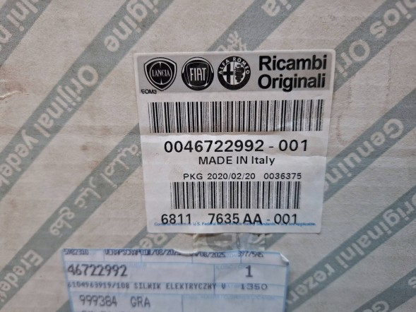 Fiat OE SILNIKA WENTYLATORA NAWIEWU 46722992 DUCATO JUMPER BOXER 94-06 ORYGINAŁ Двигун припливного вентилятора 46722992 ducato jumper boxer 94-06 оригінал