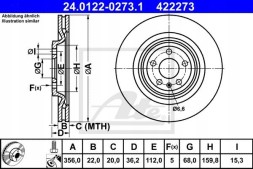 ATE 24.0122-0273.1 Ate 24.0122-0273.1 гальмівний диск