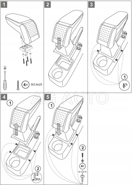 Rati C05399A Підлокітник RATI Стандарт тканина, Šкод Fabia II, 07-14; Roomster, 06-15