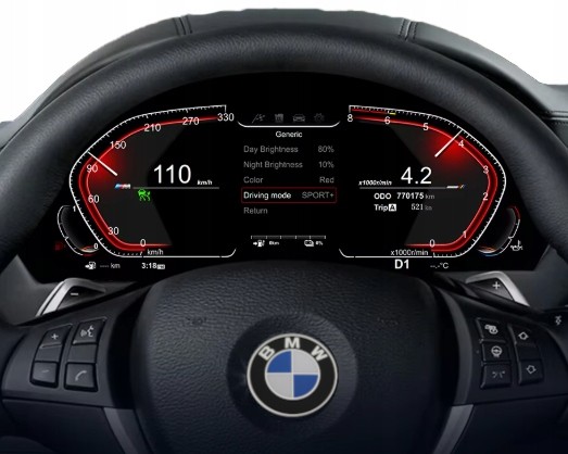 Revelti Zegary Cyfrowe LCD do BMW X1 E84 z funkcją Carplay - Mapy Google Цифровий годинник Revelti BMW X1 E84 CarPlay