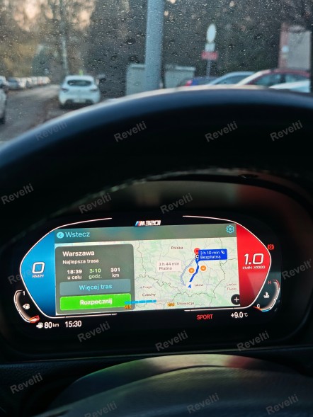 Revelti Zegary Cyfrowe LCD do BMW X1 E84 z funkcją Carplay - Mapy Google Цифровий годинник Revelti BMW X1 E84 CarPlay