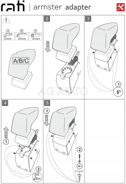Rati V05193A Підлокітник Armster 3, Opel Astra H, 2004-2013, тканина