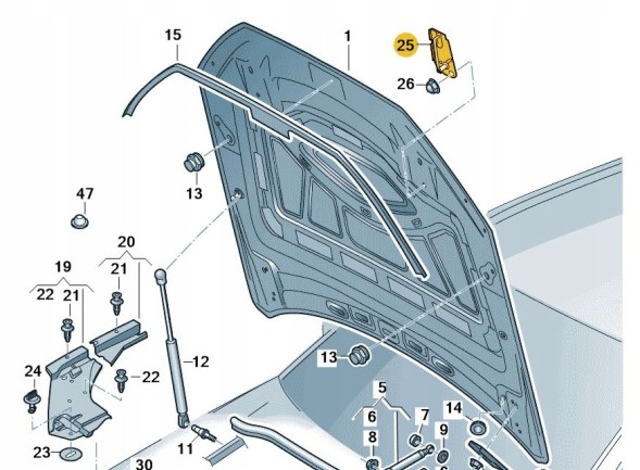Audi OE 4M0823186FF РИГЕЛЬ ЗАМКА КАПОТА КРИШКИ ПЕРЕДНЬОЇ ПРАВИЙ AUDI Q7 ОРИГІНАЛ ASO