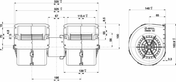 Spal 4009011.N 4009011 ПОВІТРОДУВКА ВЕНТИЛЯТОР SPAL 009-B40-22 24V 3 СТУПЕНІ РЕГУЛЮВАННЯ