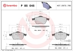 P85045 BREMBO Комплект гальмівних колодок з 4 шт дисків