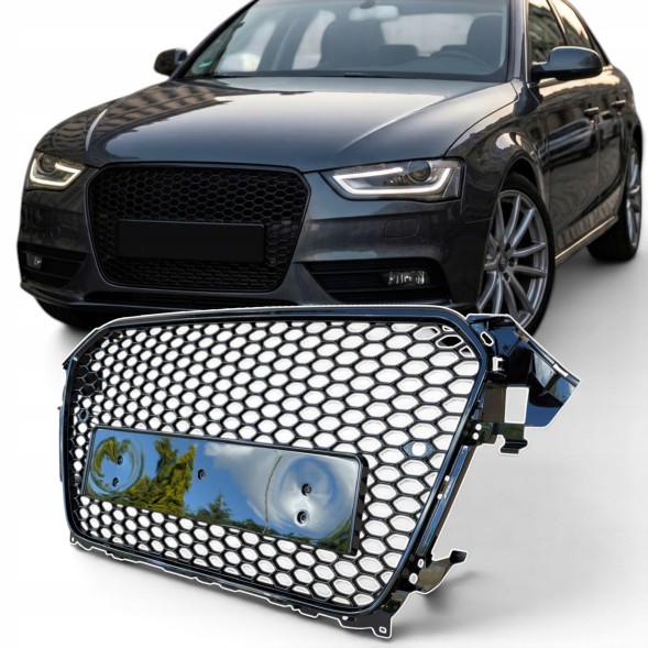 Китай Plaster Miodu Audi A4 B8 2011-2016 Grill Решітка радіатора "Стільники" для Audi A4 B8 2011-2016, чорний глянець, стиль RS