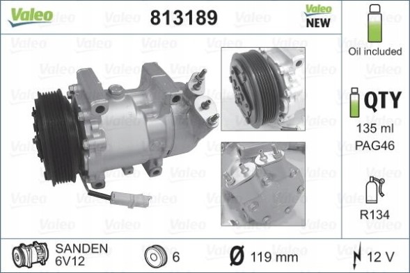Valeo 813189 Компресор кондиціонера valeo 813189