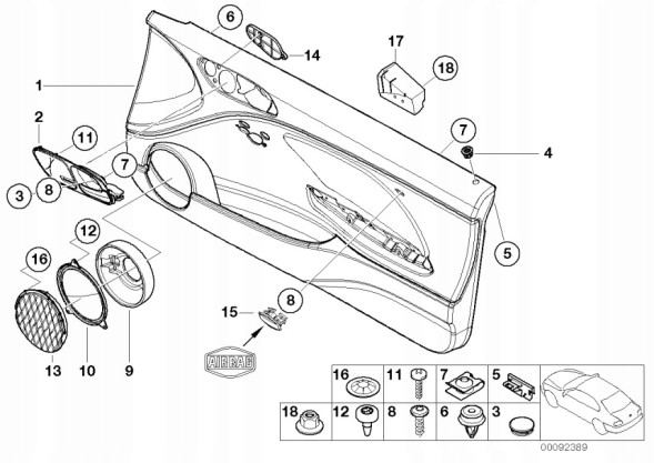 BMW OE Накладка дверей ліва BMW 3' E46 51418224071