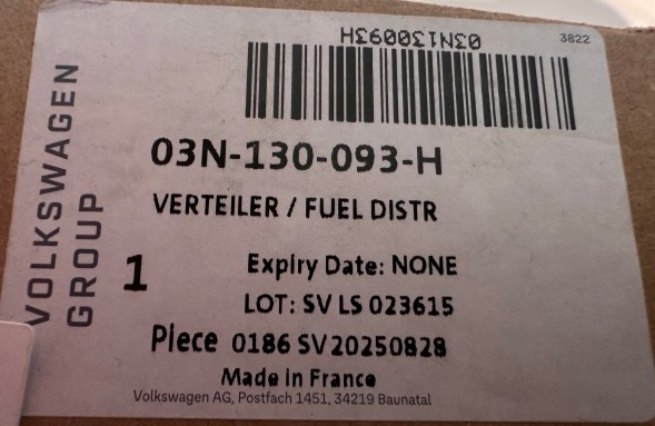 Volkswagen OE Нова Оригінальна Паливна Рейка VW OE 03N130093H Volkswagen T7 2.0 TDI