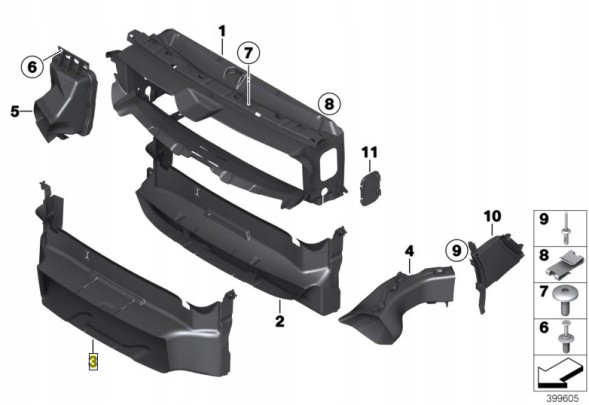 BMW OE 51748057202 Bmw нижній впуск керма повітрозабірника 3 f34 m