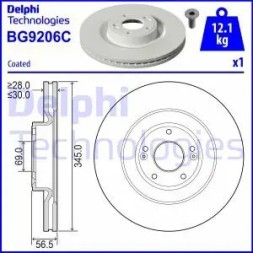 Delphi BG9206C Гальмівний диск передній вентильований bg9206c delphi