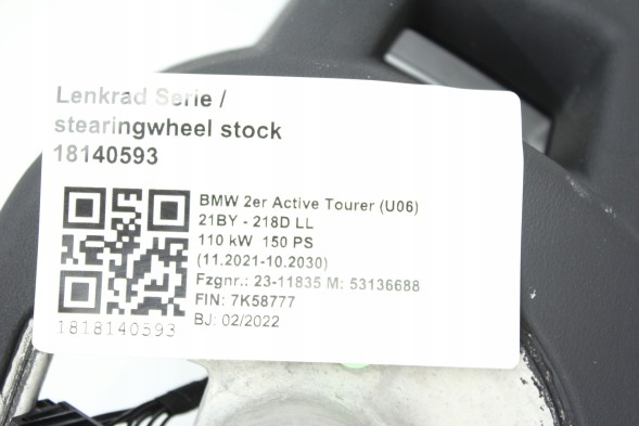 BMW OE 5A4EE18 32305A4EE18 VIN: 7K58777 СПОРТИВНЕ РУЛЬМО BMW U06 U11 ASSIST