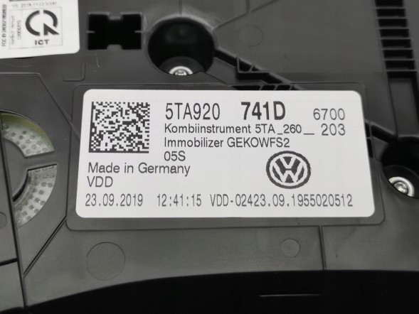 Volkswagen OE 5TA920741D, DWP5TA920741DOE Лічильник/приладова панель VW Touran 5T 5TA920741D Новий оригінал