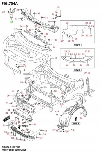 Suzuki OE 72371-69T01-5PK SUZUKI SWIFT MK9 2024 - ПРАВА НАКЛАДКА (ЗАГЛУШКА) ПІД ЛОБОВЕ СКЛО