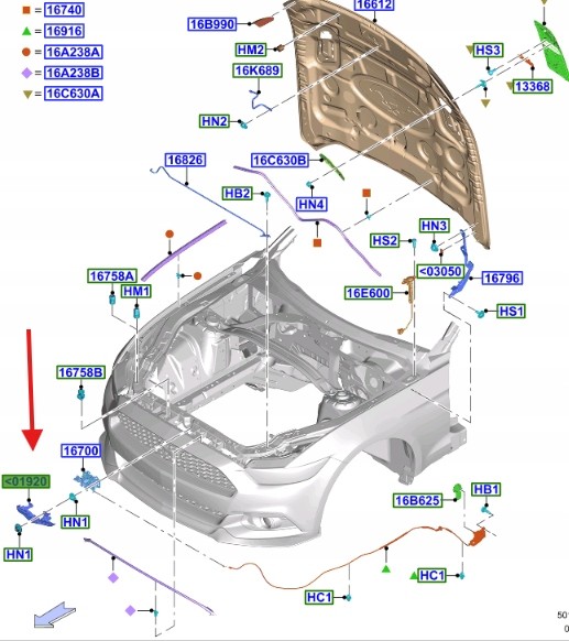 Ford OE КРИШКА ЗАМКА КАПОТА FOPRD MUSTANG MK6 2015- OE 1909232 _ GR3B-16F037-AC