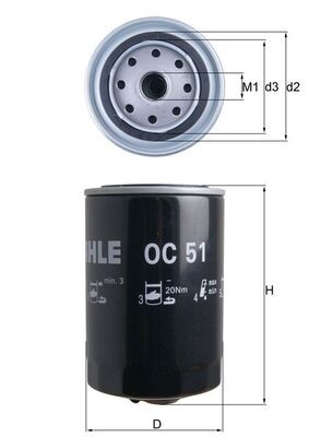 OC51 MAHLE ORIGINAL Фільтр мастил