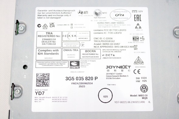 Audi OE 3G5035820P N7-16 ORG МУЛЬТИМЕДІЙНИЙ РІДЕР VOLKSWAGEN TIGUAN II 3G5035820P
