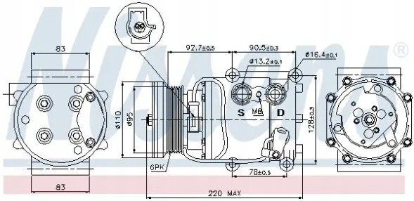 Nissens 89071 Компресор компресора кондиціонера 89071 nissens