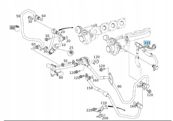 Mercedes-Benz OE A2782001000 ШНУР ОХОЛОДЖУЮЧОЇ РІДИНИ OM278 MERCEDES GL GLE GLS