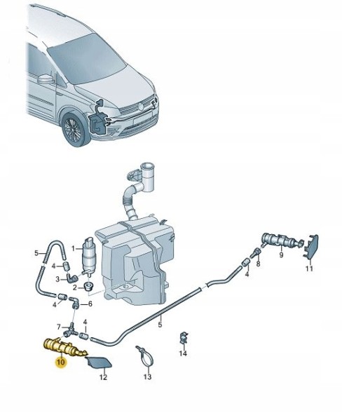 Volkswagen OE 2K5955966A Насадка циліндр омивача фари vw caddy р