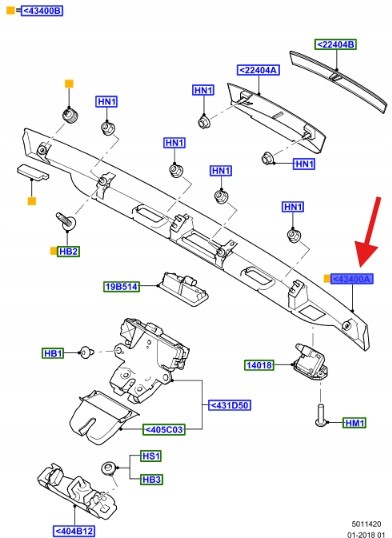 Ford OE РУЧКА ЗАДНЯ S-MAX GALAXY 2006-15 1591668_ 6М21-R43400-AAXWAA