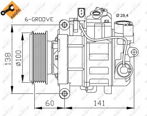 NRF Компресор кондиціонера тип NRF 32263 Audi | Seat