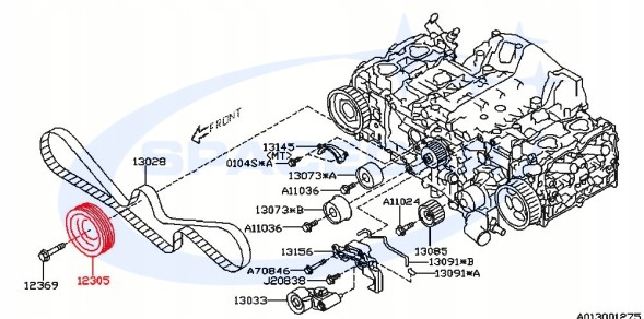 Subaru OE 12305AA252 ремінне колесо, колінчастий вал
