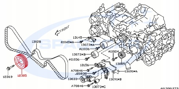Subaru OE 12305AA252 ремінне колесо, колінчастий вал