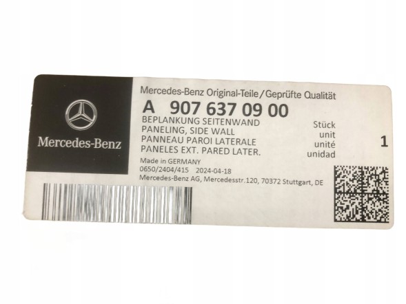 Mercedes-Benz OE A9076370900 НАКЛАДКА НИЖНЯ КРИЛА ЗАДНЯ ПРАВА ЗА КОРСОМ MERCEDES SPRINTER 907