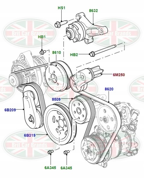 Land Rover OE Land Rover заводська комплектація LR013506 napinacz, pasek klinowy wielorowkowy