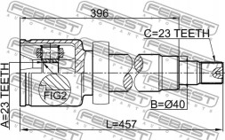 Febest 2111-CB316RH Шрус (граната) на півось 2111-cb316rh febest ford c-max