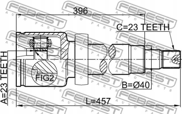 Febest 2111-CB316RH Шрус (граната) на півось 2111-cb316rh febest ford c-max