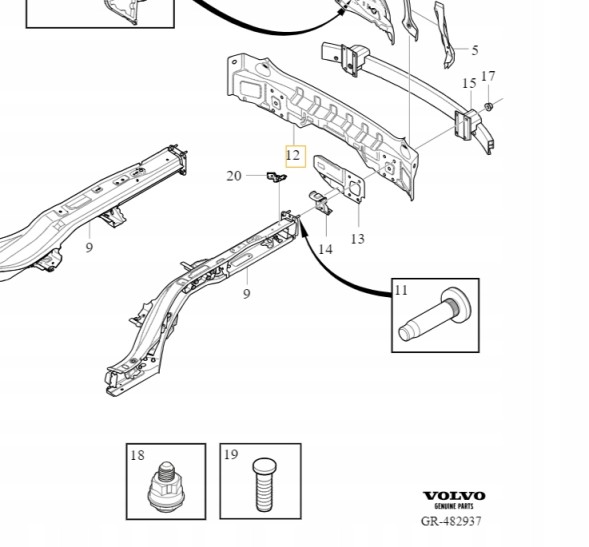 Volvo OE VOLVO XC90 II ремінь задній стінка посилення тиль OE 32392858
