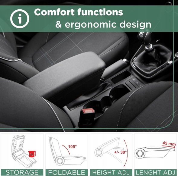 Rati V01802A Підлокітник Ford Custom Tourneo/Transit, 2012-2023, Ford Transit 2013- ,