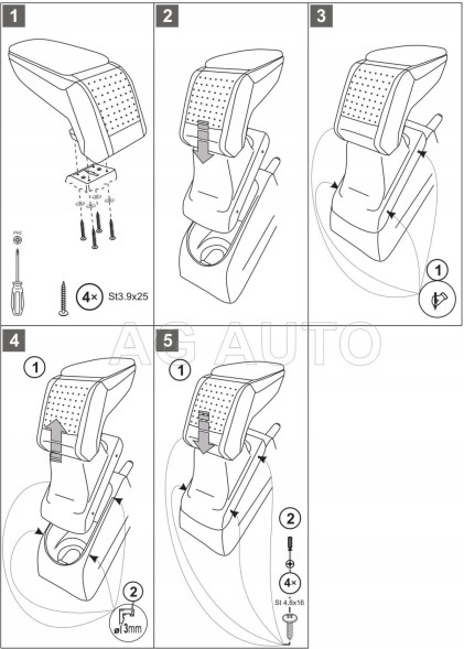 Rati C05434A Підлокітник RATI Стандарт тканина, Citroen C3/DS3, 2009-2016