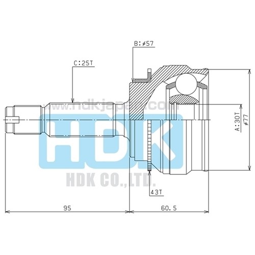 MI 036A43 HDK Шарнір рівних кутових швидкостей з елементами монтажу