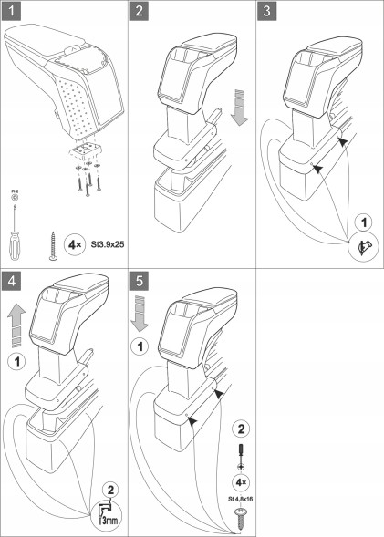 Rati V01368 Підлокітник ARM2 Hyundai i10, 2019- ,Sx