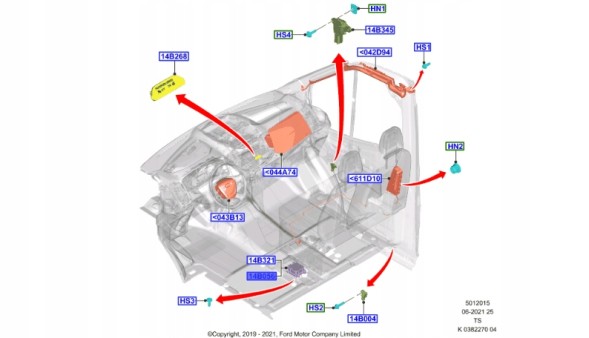 Ford OE MK2T-14B321-CA 2495749 MK2T14B321CA МОДУЛЬ ПОДУШОК FORD TRANSIT MK8 СЕНСОР AIRBAG MK2T-14B321-CA 2495749