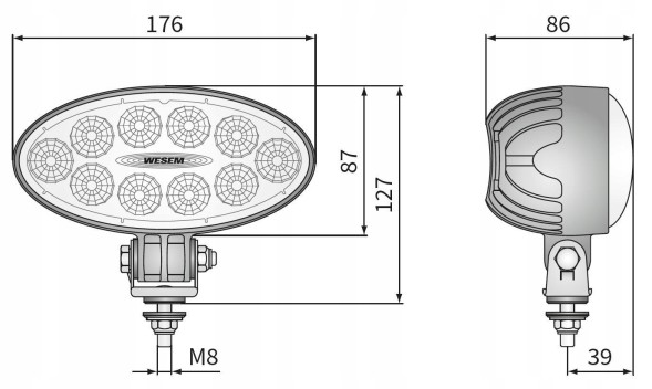 Wesem CRV1D.55901 Галогенна світлодіодна робоча лампа 5500lm з кутом розсіяного променя 60 hsi кабель