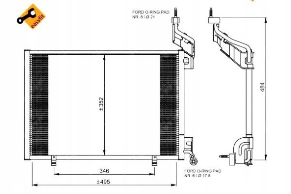 NRF 35976 NRF/GIFT Конденсатор кондиціонера ford fiesta 1,6tdci 08-11 n + помічник водія #31