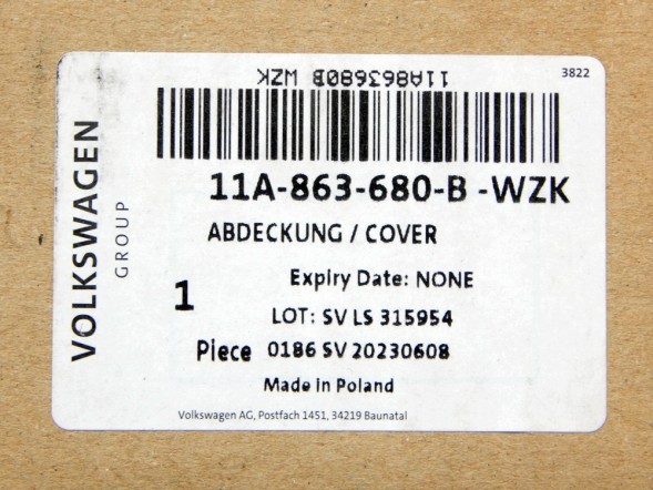 Volkswagen OE 11A863680B WZK НОВИЙ ОРГАНАЙЗЕР ТРИМАЧ ДЛЯ ЧАШОК 11A863680B VW ID.4 ID.5 OE ASO
