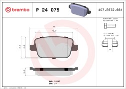 P24075 BREMBO Комплект гальмівних колодок з 4 шт дисків
