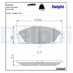LP2473 DELPHI Комплект гальмівних колодок з 4 шт дисків